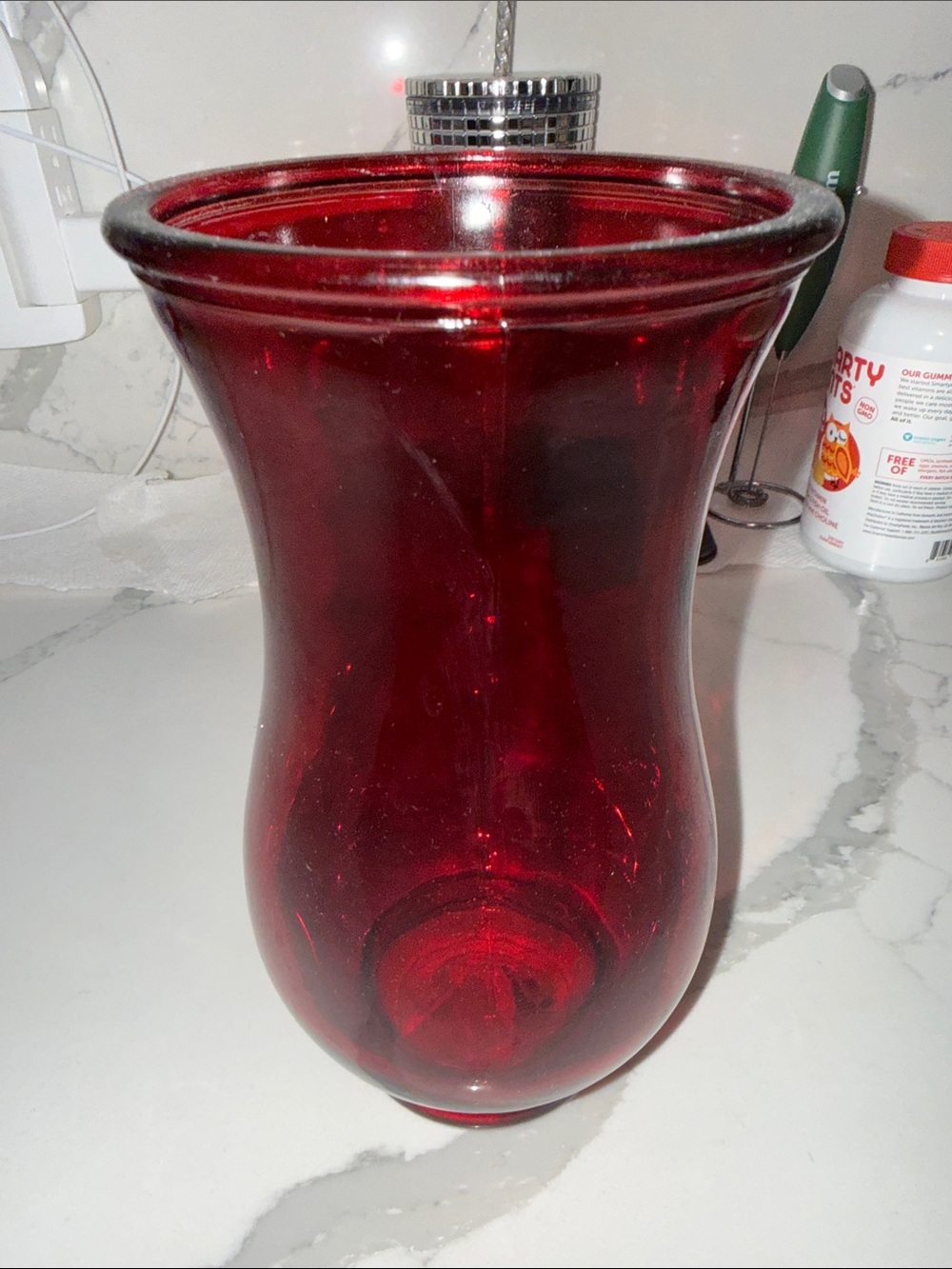 Red Glass Hurricane Vase - Unbranded Home Accents